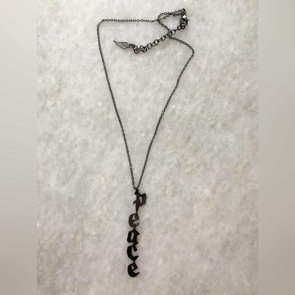 Peace Necklace Handcrafted Brass 16-18 inches long - Picture 13 of 16